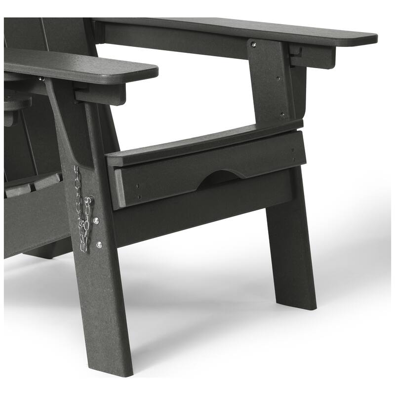 Laguna Outdoor Folding Adjustable Adirondack Chair with Cup Holder & Hideaway Ottoman (Set of 2)