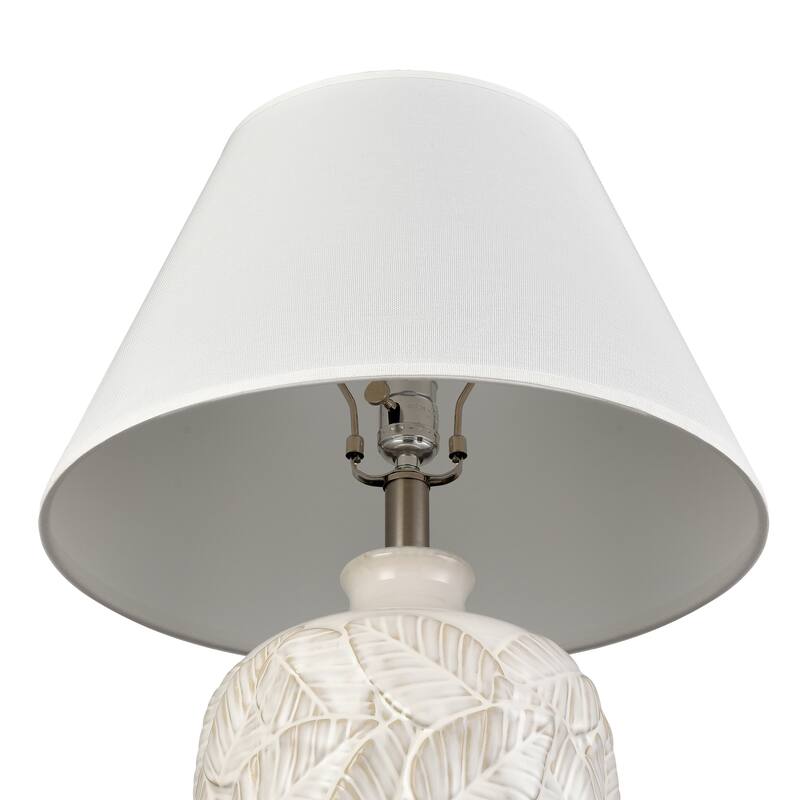 Elk Home Goodell White Glazed With White Linen Empire Shade Table Lamp
