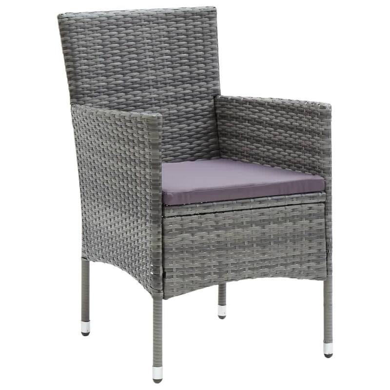 vidaXL Patio Dining Set with Cushions Poly Rattan