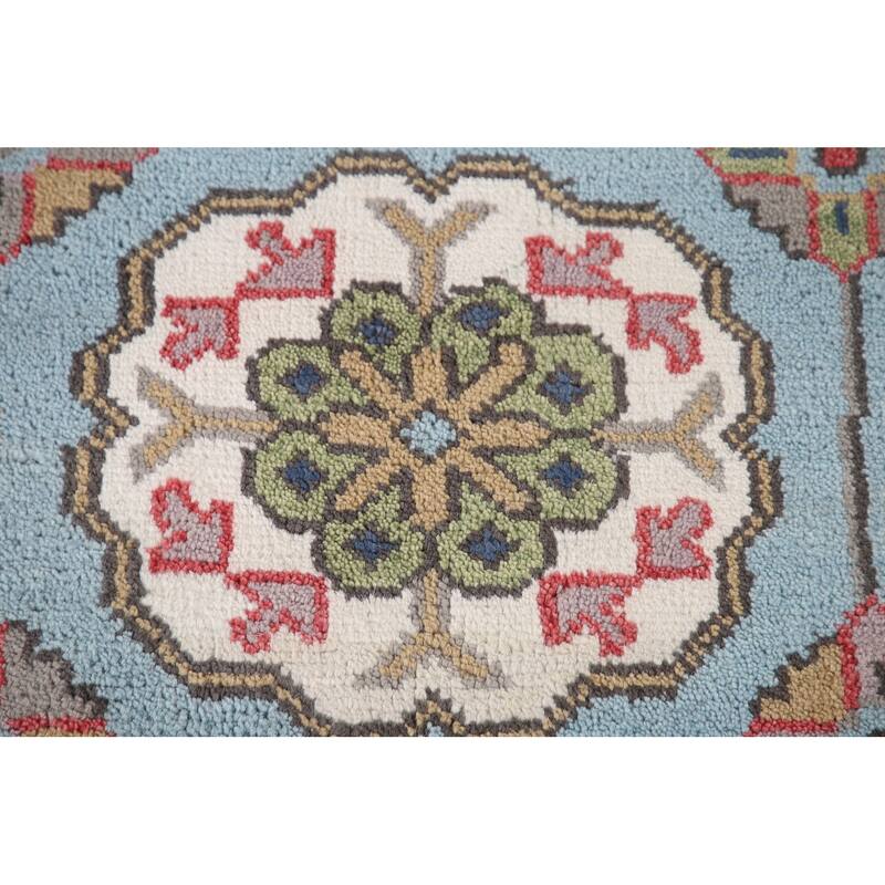 Blue Geometric Oushak Oriental Area Rug Handmade Wool Carpet - 8'2"x 9'9"
