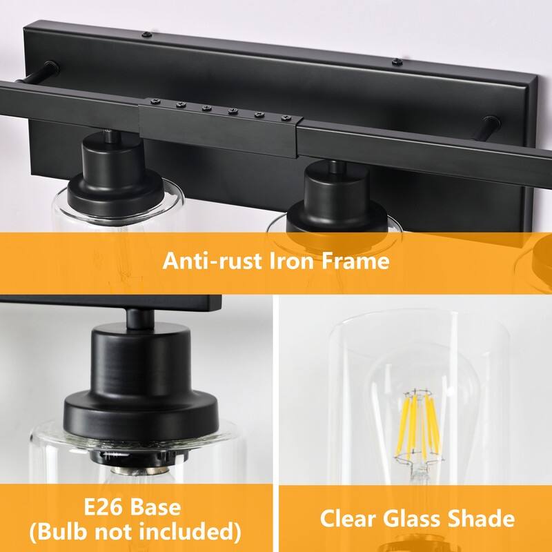 Bathroom Vanity Light With Clear Glass Shades For Vanity Mirror, Bathroom, Or Hallway