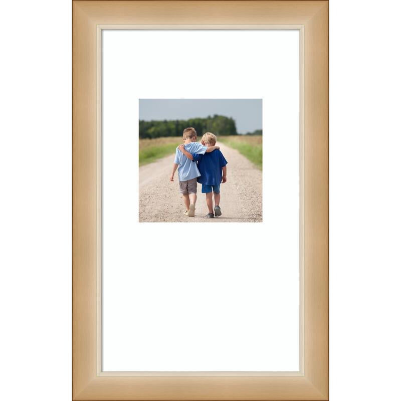 Eva Black Silver Narrow Framed Picture Frame, Photo Frame - 13x22 Matted to 8x8 - Eva Ombre Gold Narrow