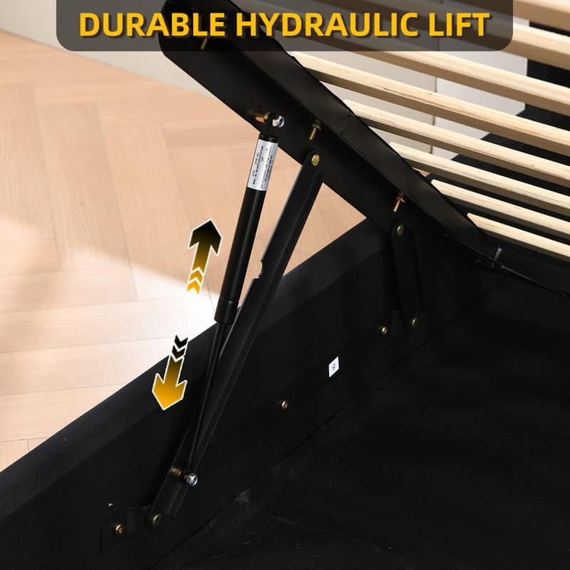 Modern Minimalist Upholstered Storage Bed with Lift-Up Platform