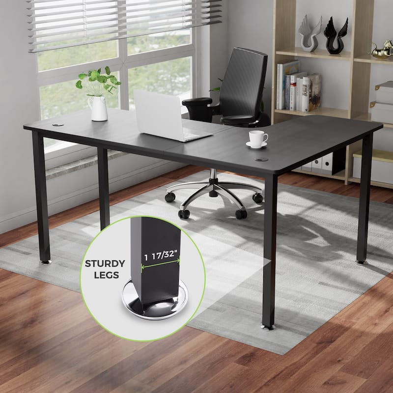60" Large Home Office Corner Desk L-Shaped Computer Desk with Mouse Pad