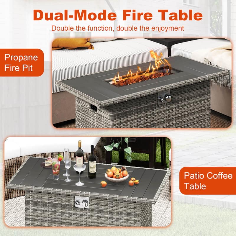 Costway 44.5" Propane Fire Pit Table with Metal Slatted Tabletop & - See Details
