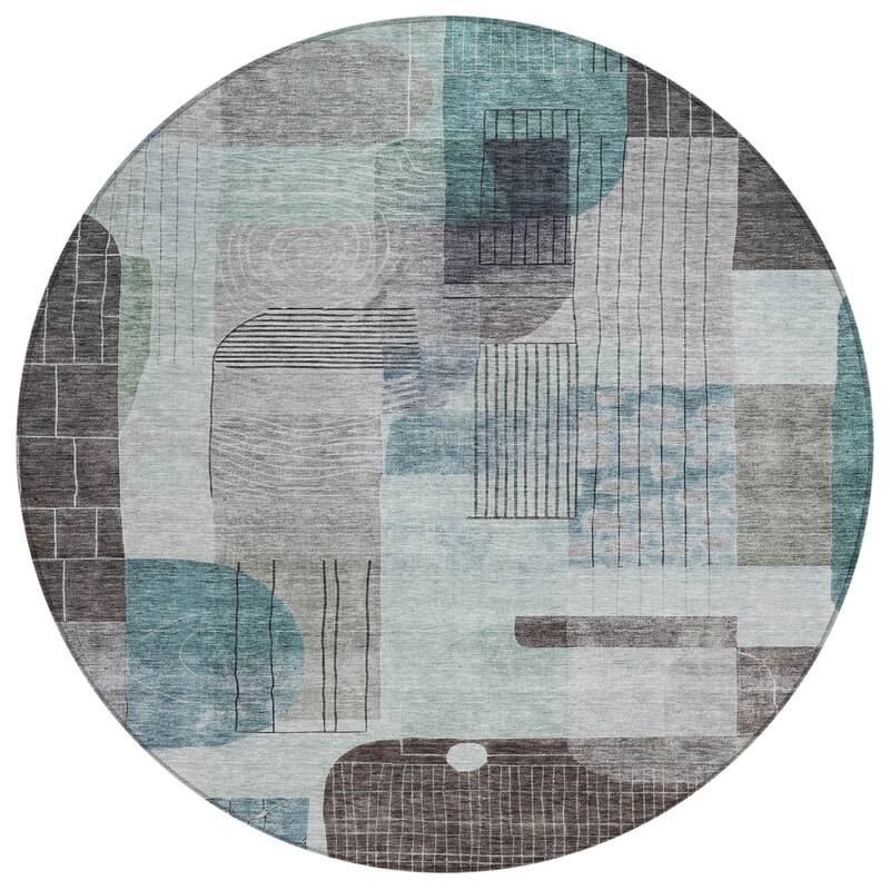 HomeRoots Abstract Transitional Rectangle Outdoor Rug
