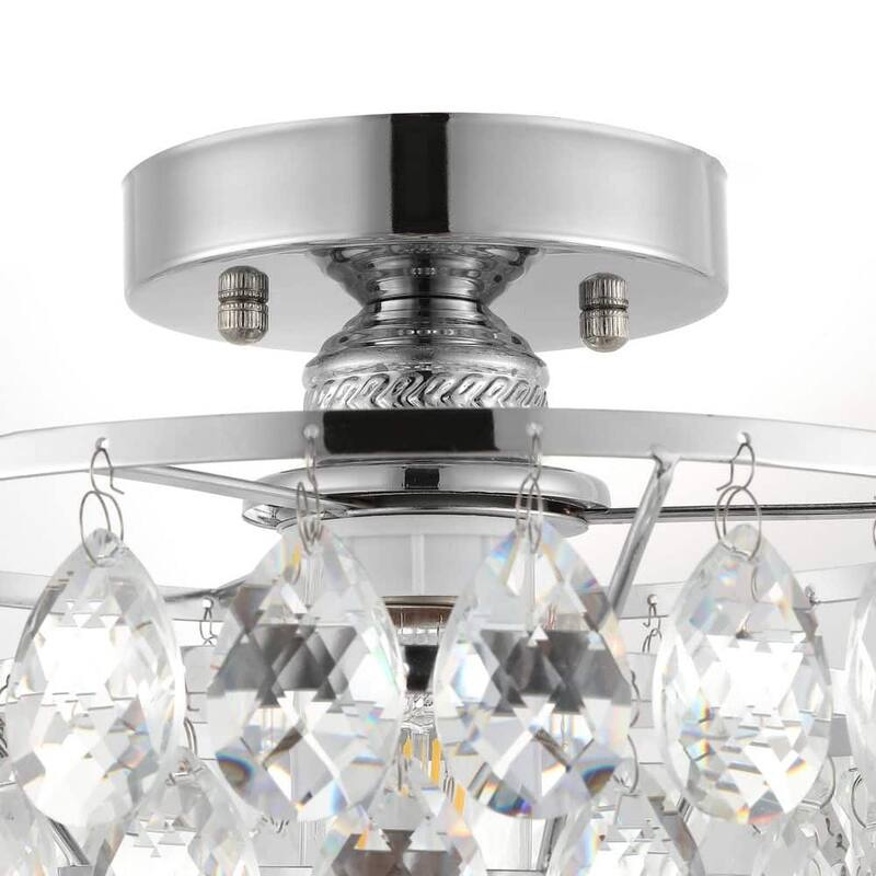 WINGBO Small Crystal Ceiling Light Fixture Mini Semi Flush Mount...
