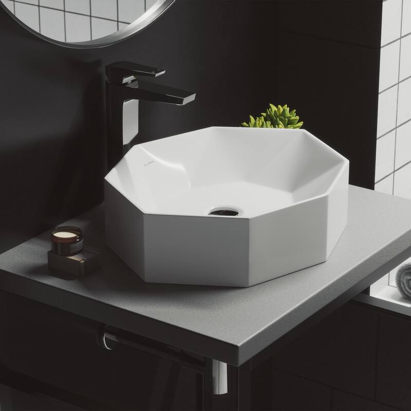 Swiss Madison SM-VS280 Brusque 19-5/16" Specialty Ceramic Vessel - Glossy White