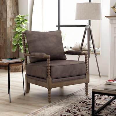 Union Rustic Boho Faux Leather Upholstered Arm Chair by The Curated Nomad