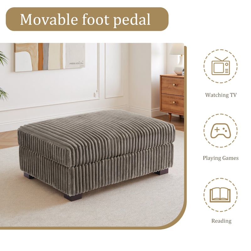 Modern Cotton Flannel Upholstery Oversized Ottoman
