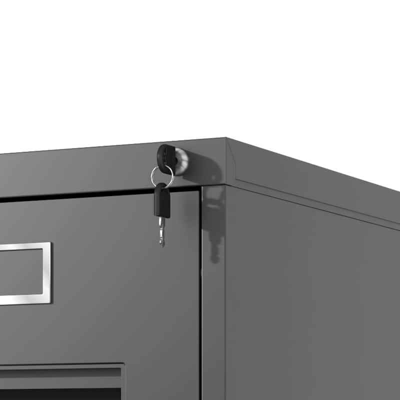 4 Drawer File Cabinet with Lock Metal Vertical File Cabinet Office Home, A4 Legal/Letter Size Narrow File Cabinet Locked