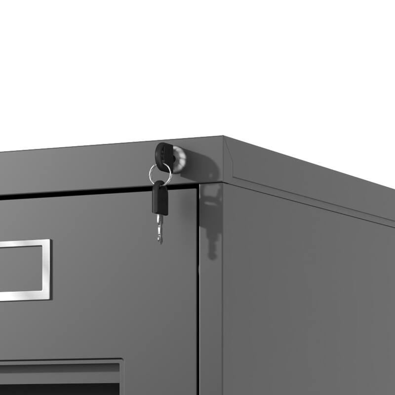 Modern 2-Drawer Narrow Filing Cabinet, Vertical Filing Cabinet with Lock and Anti-Tilt Function, for Home Office, Black