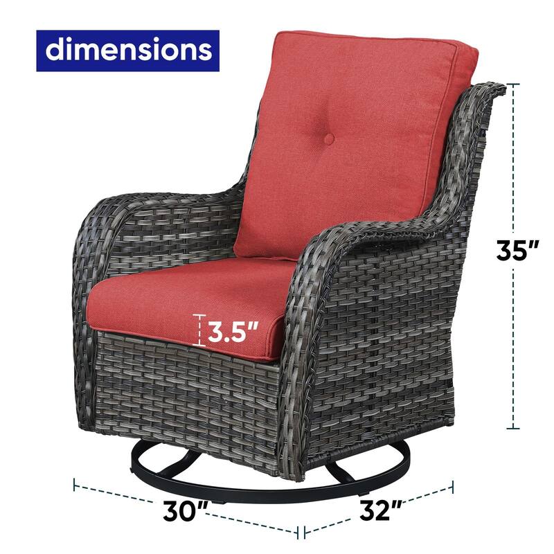 Gymojoy Wicker Swivel Glider Chair with Water-Resistant Olefin Cushions