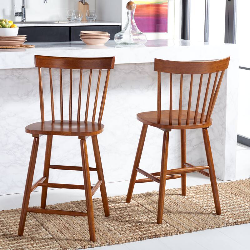 SAFAVIEH Biddie 24-inch Spindle Farmhouse Counter Stool (Set of 2) - 20" W x 21" D x 39" H - 20"W x 21"D x 39"H