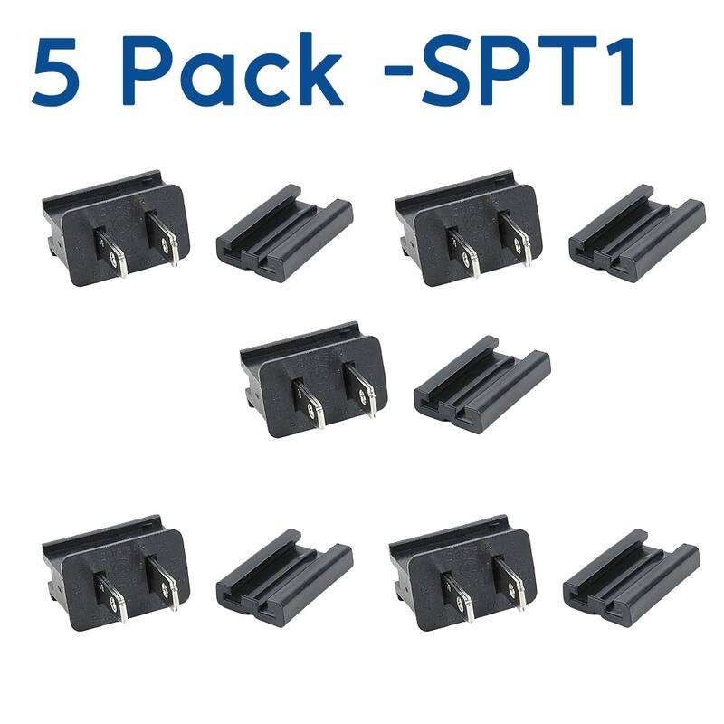 SPT1 Male Plug, Snap On Vampire Plugs, Black, Polarized, 8 AMP, 5 Pack - Medium