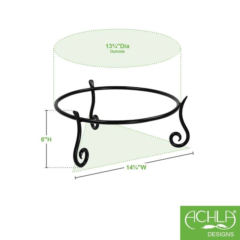 Achla Designs Short Ring Stand II for Planter, Birdbath, Gazing Ball, 14.75 Inch Diameter, Black Powder Coat Finish