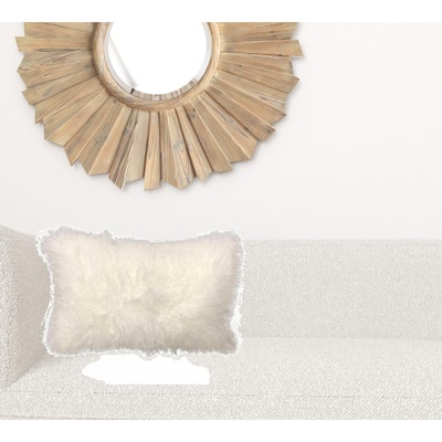 17" Bright White Genuine Tibetan Lamb Fur Pillow With Microsuede Backing