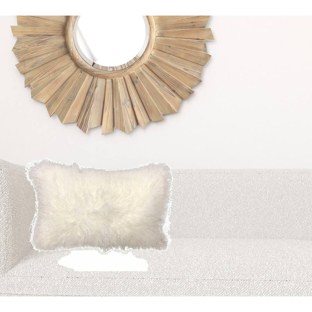 17" Bright White Genuine Tibetan Lamb Fur Pillow With Microsuede Backing