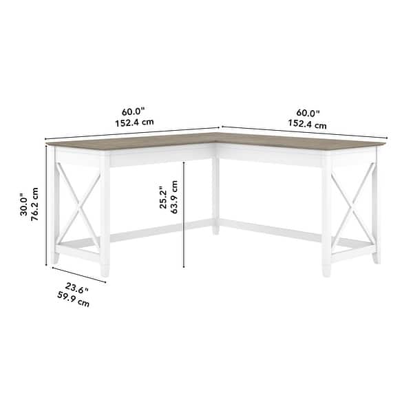 Bush Furniture Key West 60" L Shaped Desk Washed Gray