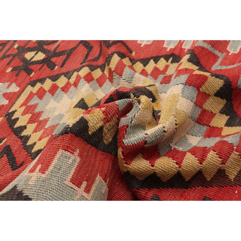 ECARPETGALLERY Flat-Weave Sivas Red Wool Kilim - 5'7 x 9'11