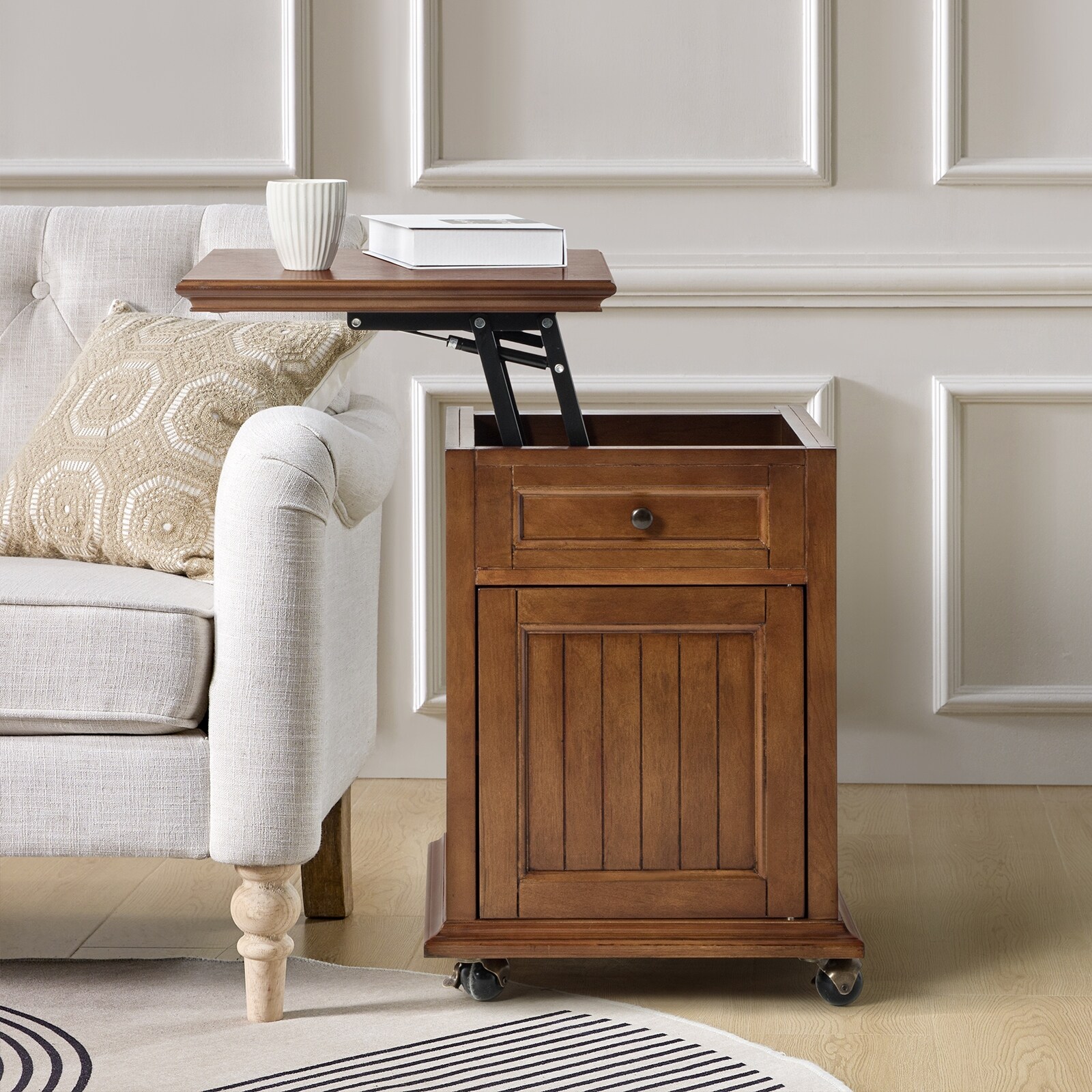 THE SIDE UP BOX ＆ TABLE ＋　THE LID STAND HULALA HOME Kevin 18''W Traditional Lift-top End Table with Built