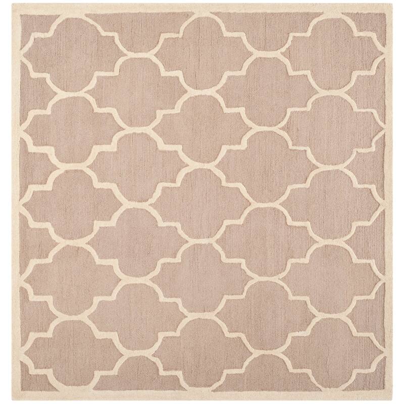 SAFAVIEH Handmade Cambridge Oddny Moroccan Trellis Wool Rug - 10' Square - Beige/Ivory