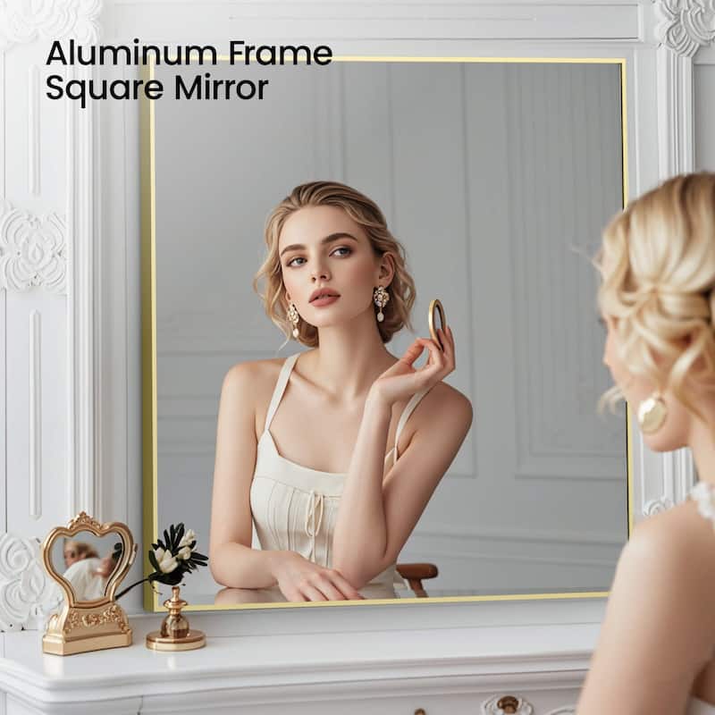 36 x 36 Inch Shatterproof Wall Mount Metal Frame Mirror