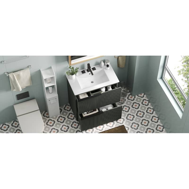 Bathroom Vanity with Ceramic Sink and Drawers