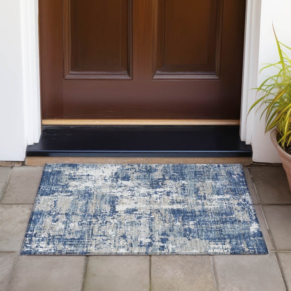 Machine Washable Indoor/ Outdoor Abstract Chantille Rug