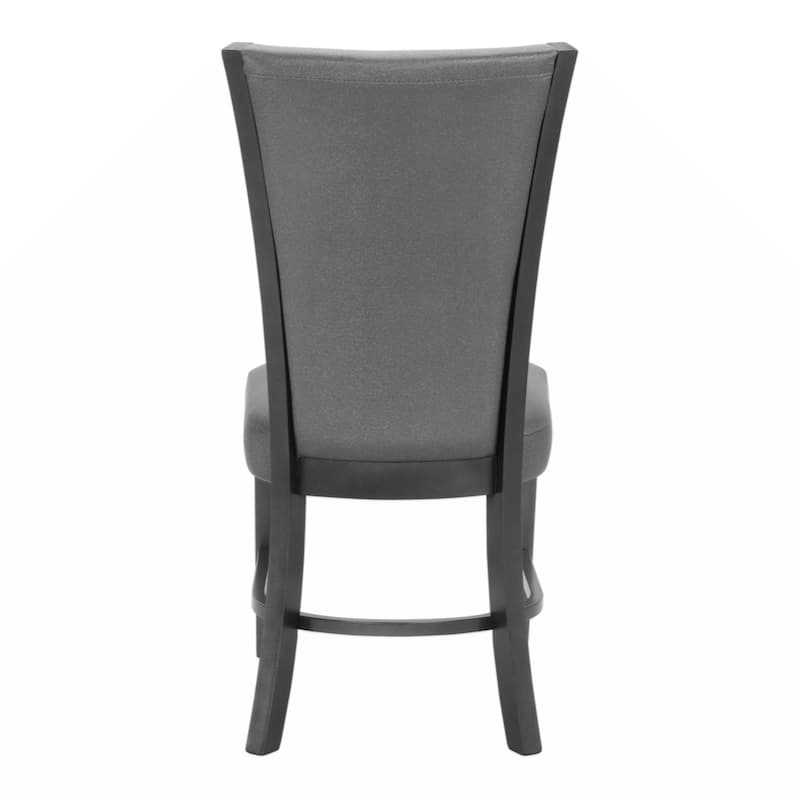 2pc Contemporary Glam Upholstered Dining Side Chair Padded Fabric Upholstery Rich Black Color Wooden Furniture