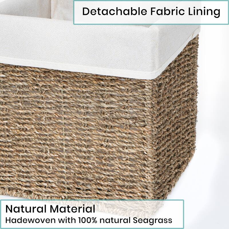 StorageWorks Seagrass Storage Basket Wicker Woven Storage Baskets with Liners (2-Pack)