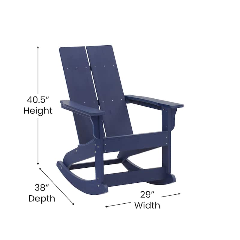 Indoor/Outdoor modern 2-Slat Adirondack Poly Resin Rockers - Set of 2