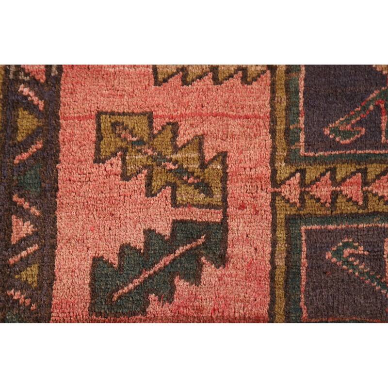 Hamedan Persian Vintage Runner Rug Handmade Wool Carpet - 3'8"x 9'5"