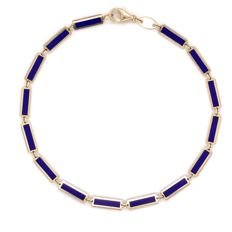 Joelle Collection Gemstone Inlay Stackable Bracelet 14K Gold - Amethyst, Turquoise, Malachite, Lapis