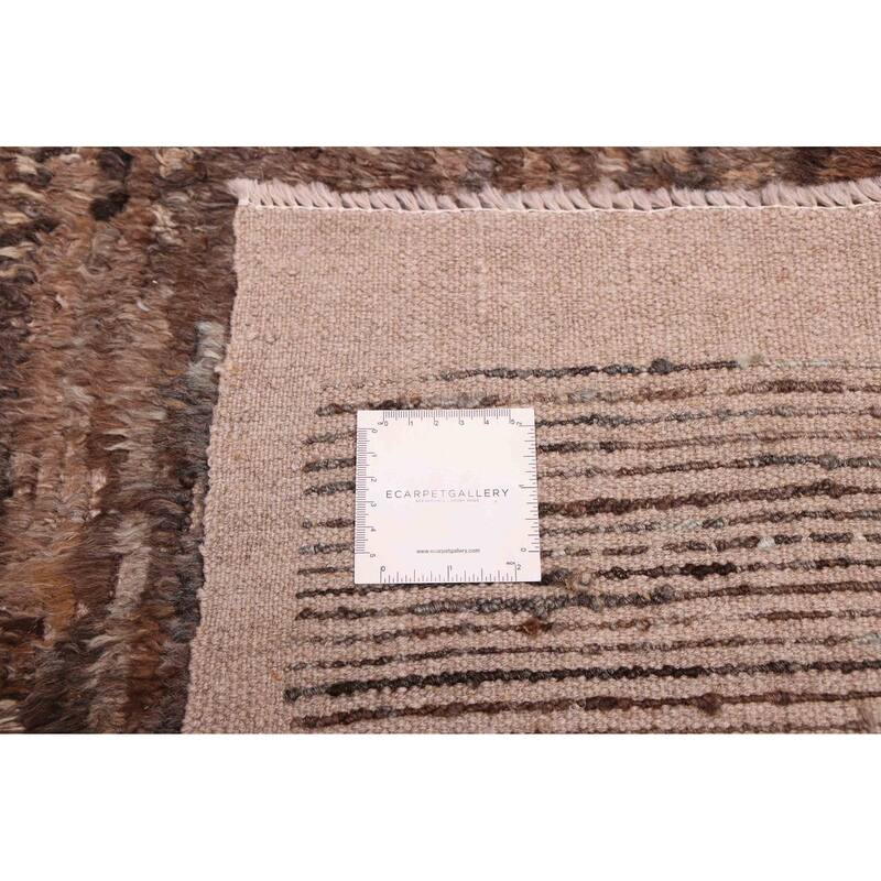 ECARPETGALLERY Hand-knotted Pak Finest Marrakesh Dark Brown Wool Rug - 7'10 x 10'3