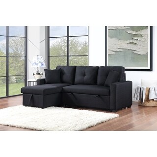 Francine Linen Reversible Sleeper Sectional Sofa with Storage Chaise ...