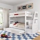 preview thumbnail 14 of 14, Modern Farmhouse Twin Over Twin Bunk Bed with Staircase and Trundle White Wash