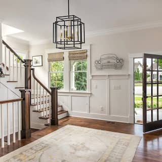 Black and Gold Chandelier Modern Lantern Chandeliers for High Ceilings Entryway Farmhouse Lighting Fixtures