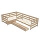 preview thumbnail 12 of 25, Twin Size L-shaped Platform Bed with Storage Drawers, Wooden Bed Frame
