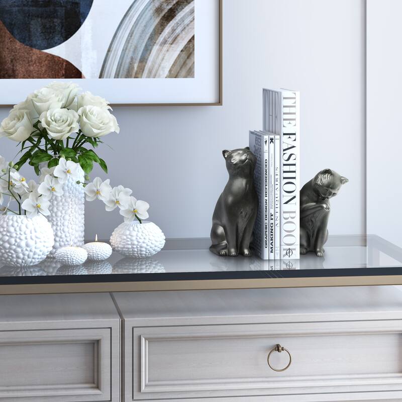 Cat Bookend Set - Black