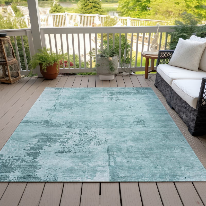 Machine Washable Indoor/ Outdoor Abstract Modern Chantille Rug