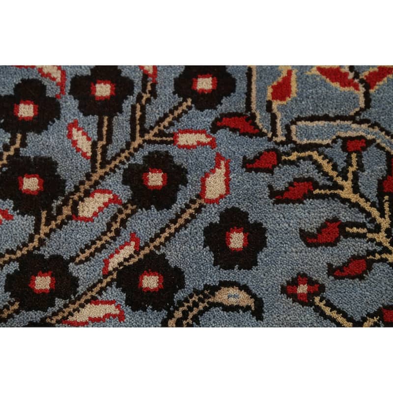 Animal Pictorial Ziegler Indian Runner Rug Handmade Blue Wool Carpet - 2'5"x 8'0"