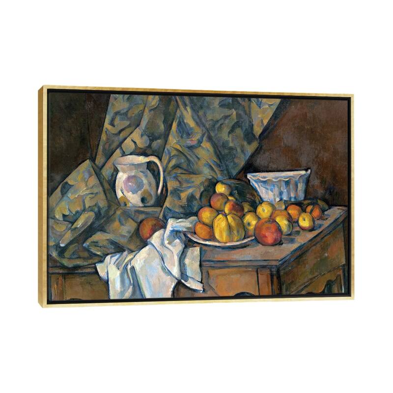 iCanvas "Still Life with Apples and Peaches, c.1905 " by Paul Cezanne Framed Canvas Print - Gold - 18x26