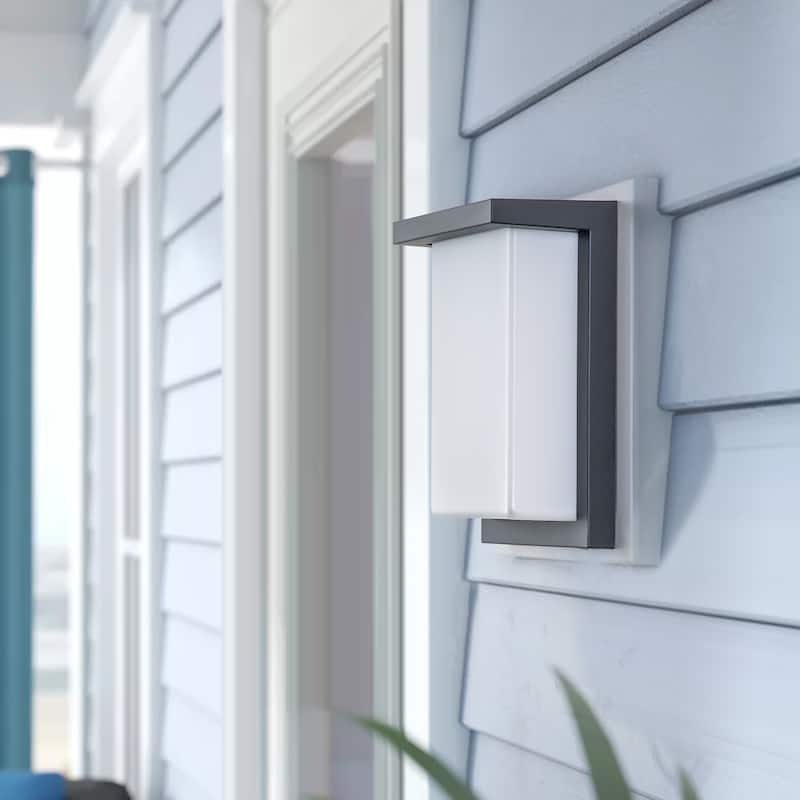 Architectural Grey LED Outdoor Wall Light with Acrylic Shade