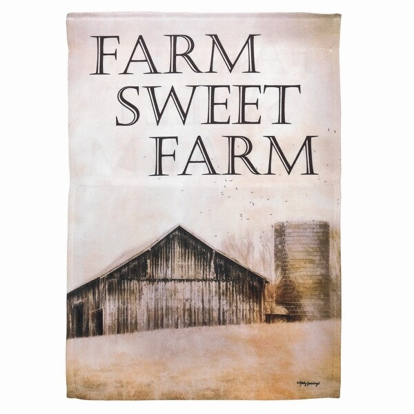 Brown and Orange Country Barn "Farm Sweet Farm" Printed Outdoor Garden Flag 18" x 13" - N/A