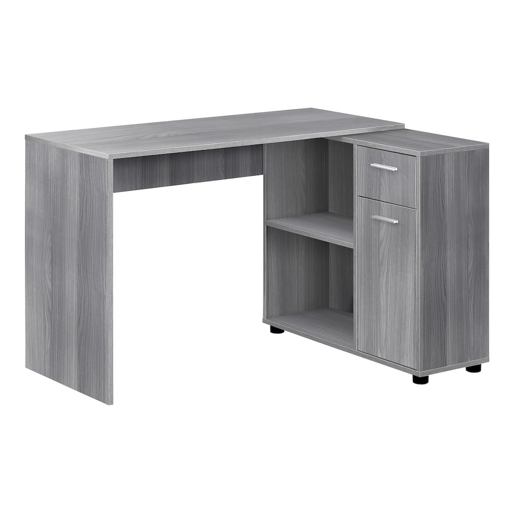 Computer Desk, Home Office, Corner, Storage Drawers, 46"l, L Shape, Work, Laptop, Grey Laminate, Contemporary