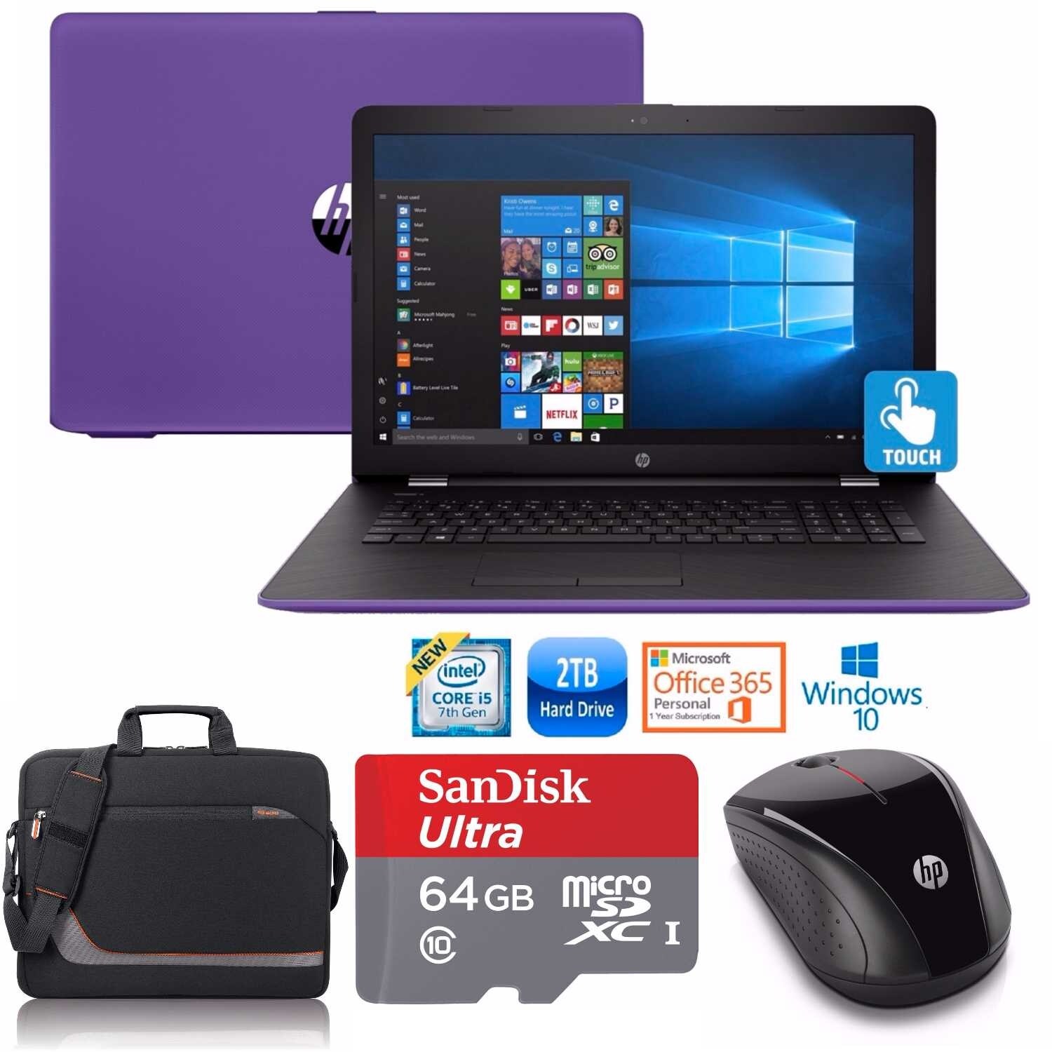 Hp 17 Bs023 Core I5 7200 2tb Hdd 17 3 Touchscreen Laptop Bundle With Office 365 Refurbished Purple Overstock 20771013