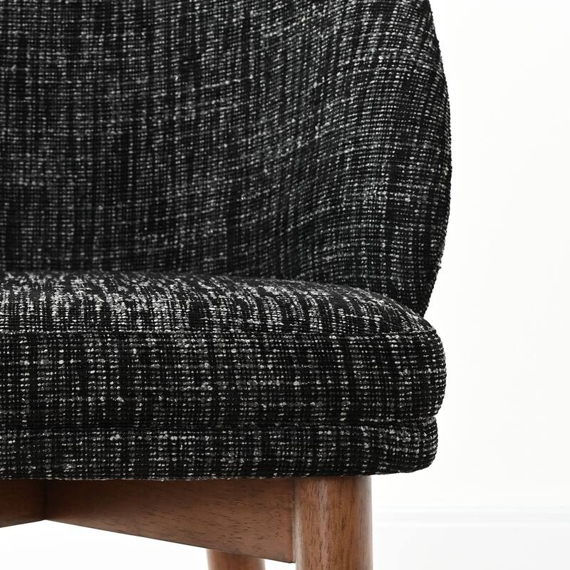 Upholstered Barrel Dining Chair With Walnut Legs (Set of 4)