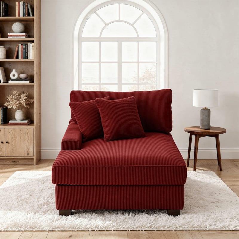Corduroy Chaise Lounge Chair Upholstered Indoor Lounger Sofa