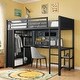preview thumbnail 1 of 37, Metal Loft Bed with Desk and Storage Shelves, TwinXL/FullXL/Queen Twin XL